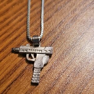 UZI Gun Pendant Necklace 18"